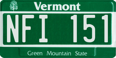 VT license plate NFI151