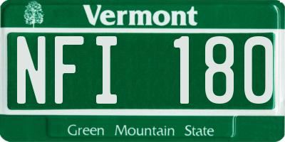 VT license plate NFI180
