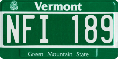 VT license plate NFI189