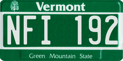 VT license plate NFI192