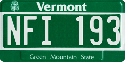 VT license plate NFI193