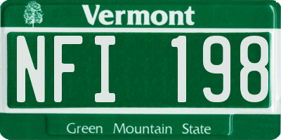VT license plate NFI198