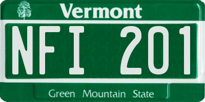 VT license plate NFI201