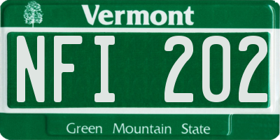 VT license plate NFI202