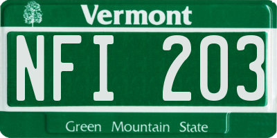 VT license plate NFI203