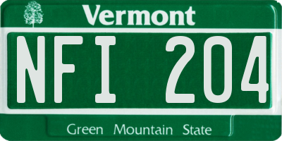 VT license plate NFI204
