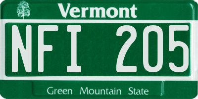 VT license plate NFI205