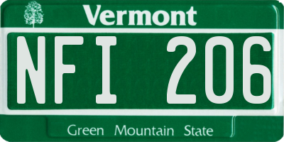 VT license plate NFI206