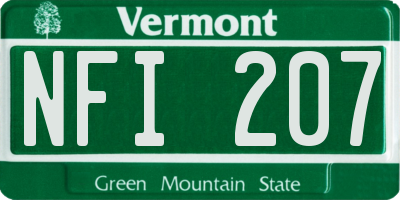 VT license plate NFI207