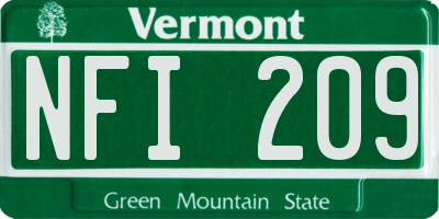 VT license plate NFI209