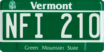 VT license plate NFI210