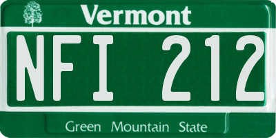 VT license plate NFI212