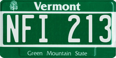 VT license plate NFI213