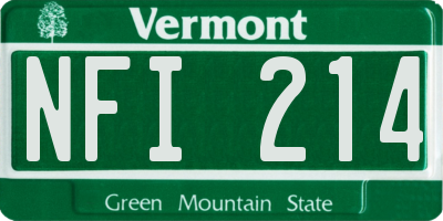 VT license plate NFI214