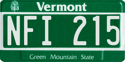 VT license plate NFI215
