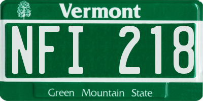 VT license plate NFI218
