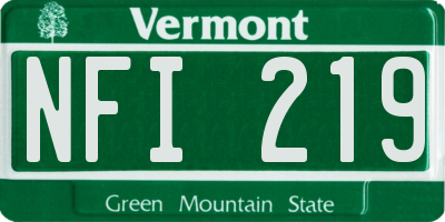 VT license plate NFI219