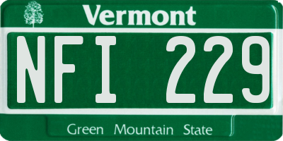 VT license plate NFI229