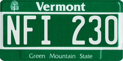 VT license plate NFI230