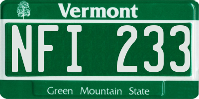 VT license plate NFI233