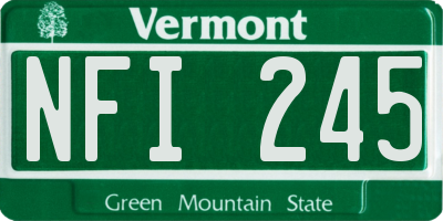 VT license plate NFI245