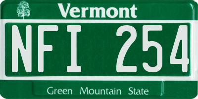 VT license plate NFI254
