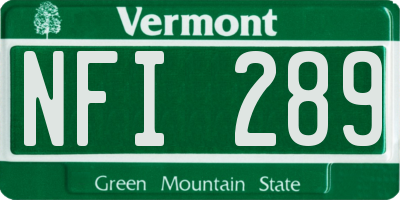 VT license plate NFI289