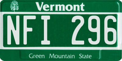 VT license plate NFI296