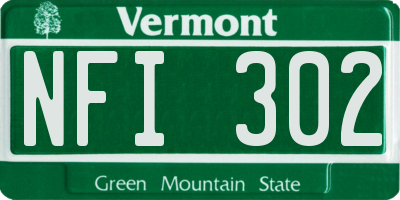 VT license plate NFI302