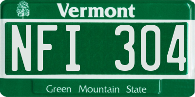VT license plate NFI304