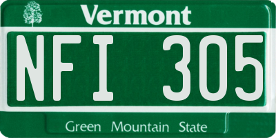 VT license plate NFI305