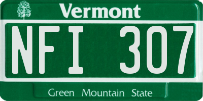 VT license plate NFI307