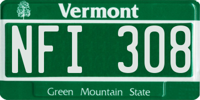 VT license plate NFI308
