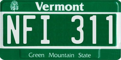 VT license plate NFI311