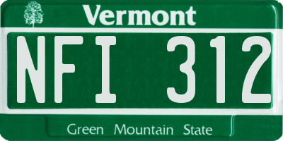 VT license plate NFI312