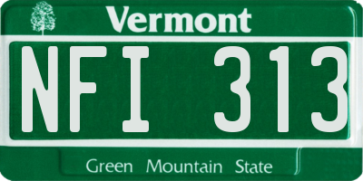 VT license plate NFI313