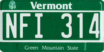 VT license plate NFI314