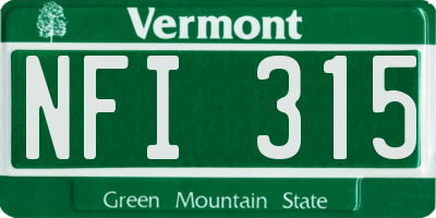 VT license plate NFI315