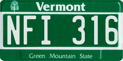 VT license plate NFI316