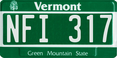 VT license plate NFI317