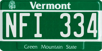VT license plate NFI334