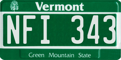 VT license plate NFI343
