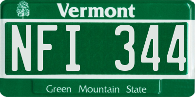 VT license plate NFI344