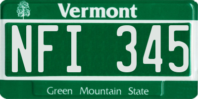 VT license plate NFI345