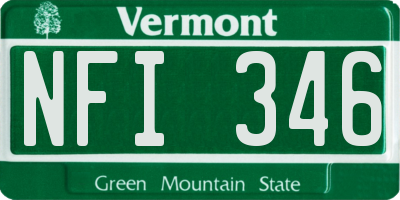 VT license plate NFI346