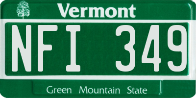VT license plate NFI349