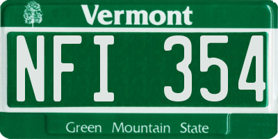 VT license plate NFI354