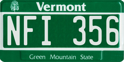 VT license plate NFI356