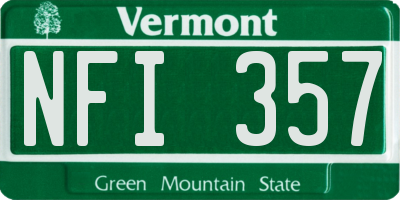 VT license plate NFI357