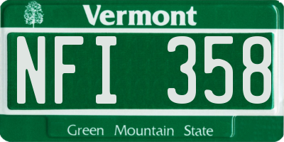 VT license plate NFI358